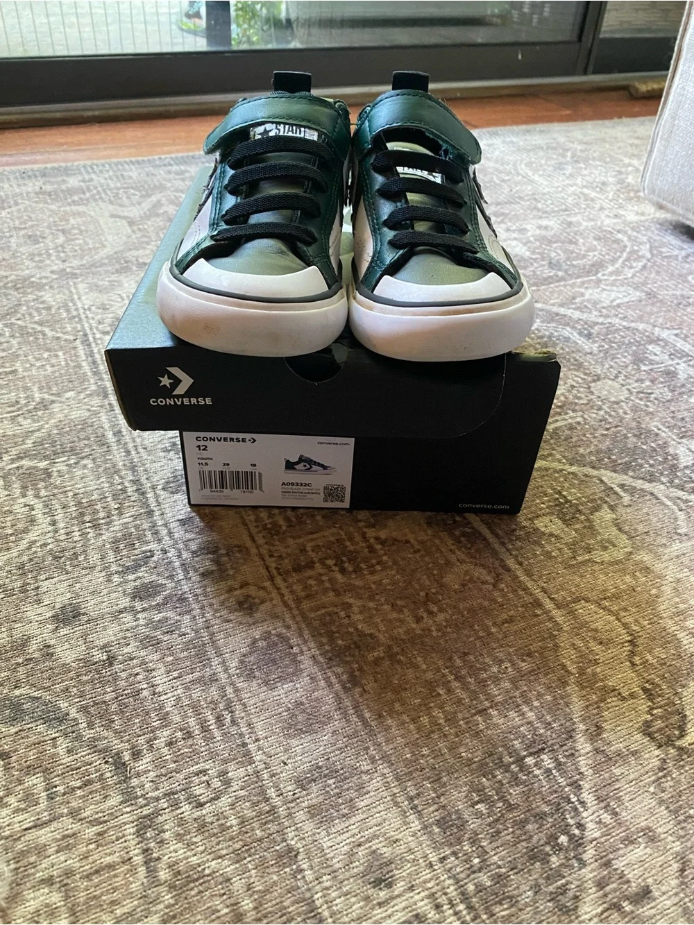 Converse Kids Low Top Sneakers in Green, White & Black